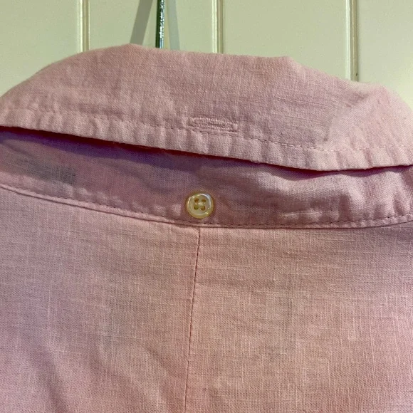 ♥️ HOST PICK ♥️ CHAPS men’s pink linen blend short sleeve L - Picture 5 of 10